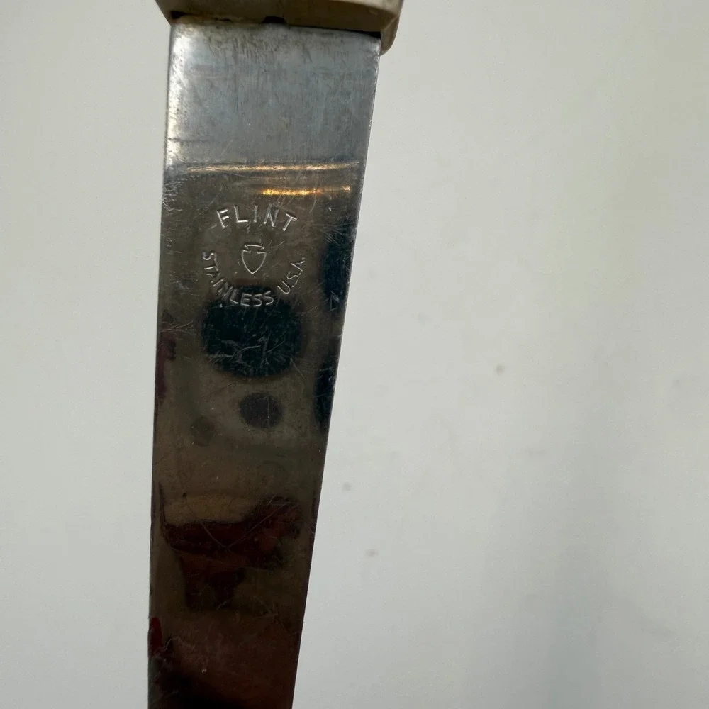 Vintage Ekco Flint Stainless Steel Gravy Ladle Floral Handle Pour Spout USA Made